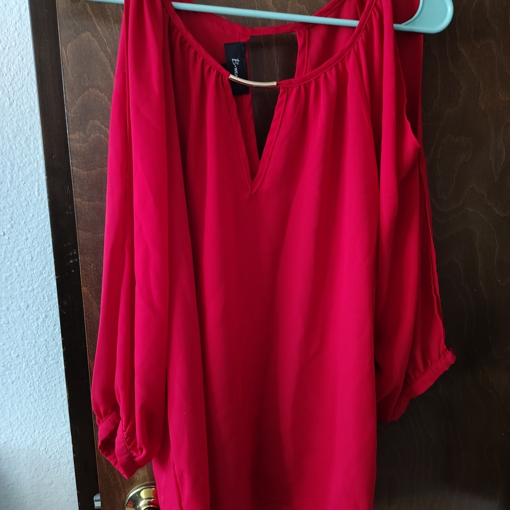 Bwear Red Relaxed 3/4 Sleeve Blouse